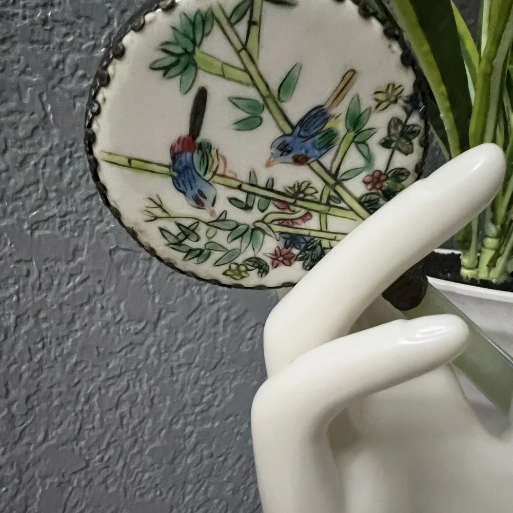 Amazing Vintage Jade handle small mirror